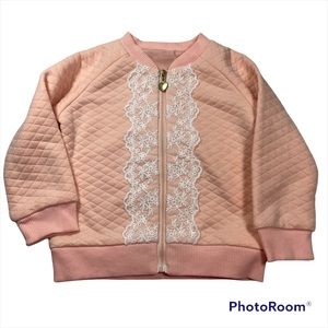 NWOT Lovely Peach Quilted Lace Jacket Size 18M